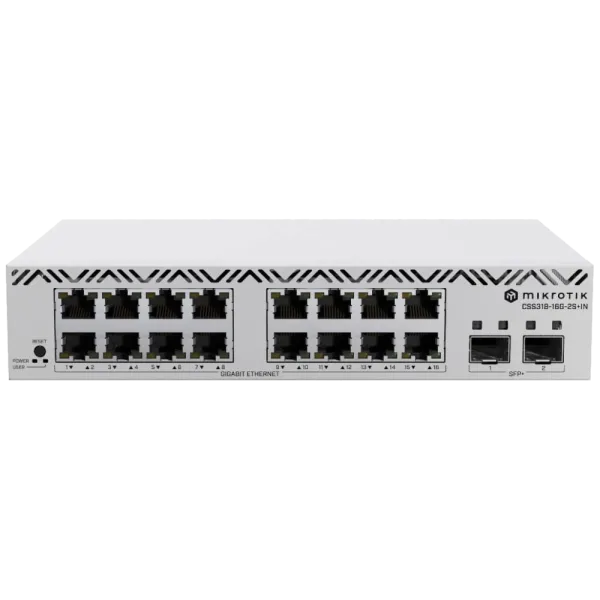Комутатор 16 портів керований MikroTik CSS318-16G-2S+IN
