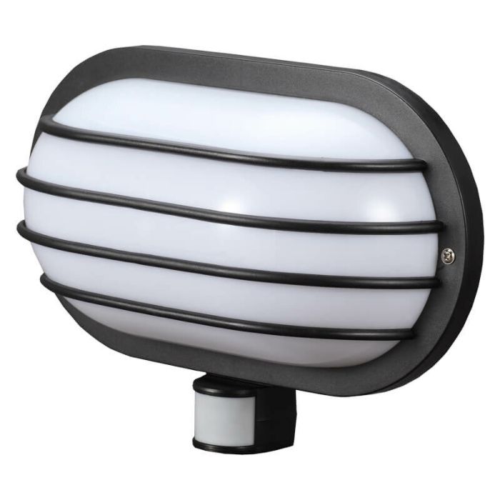 Світильник настінний з датчиком руху e.sensor.lum.69.e27.black (чорний) 180°, IP44