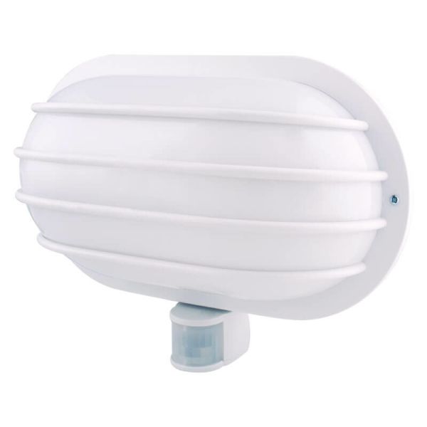 Світильник настінний з датчиком руху e.sensor.lum.69.e27.white (білий) 180°, IP44