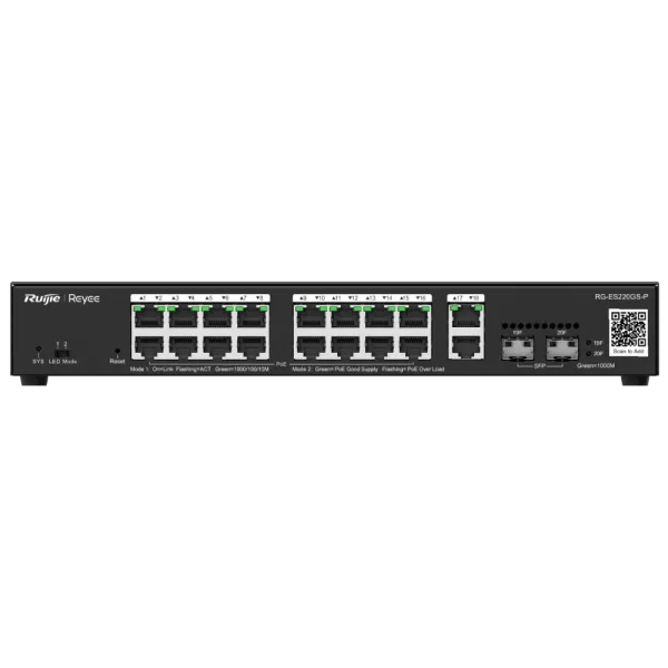 Комутатор 20 портів керований Ruijie Reyee RG-ES220GS-P POE