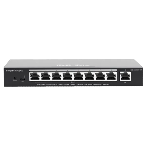 Комутатор 9 портів керований Ruijie RG-ES209GC-P POE