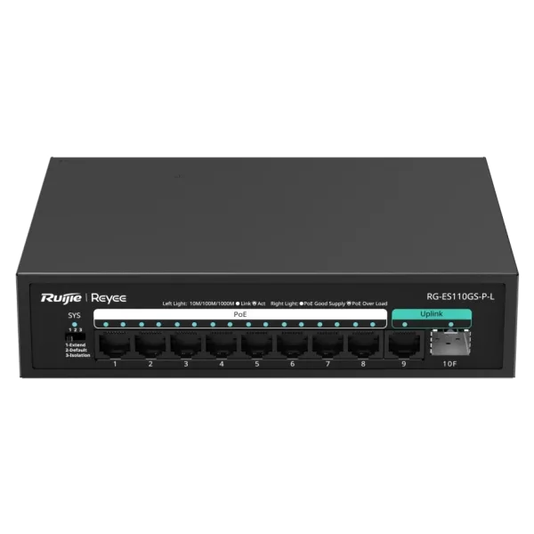Комутатор 10 портів некерований Ruijie Reyee RG-ES110GS-P-L PoE