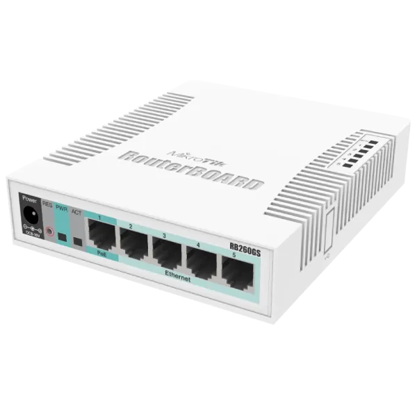 Комутатор 5 портів керований MikroTik RB260GS (CSS106-5G-1S)