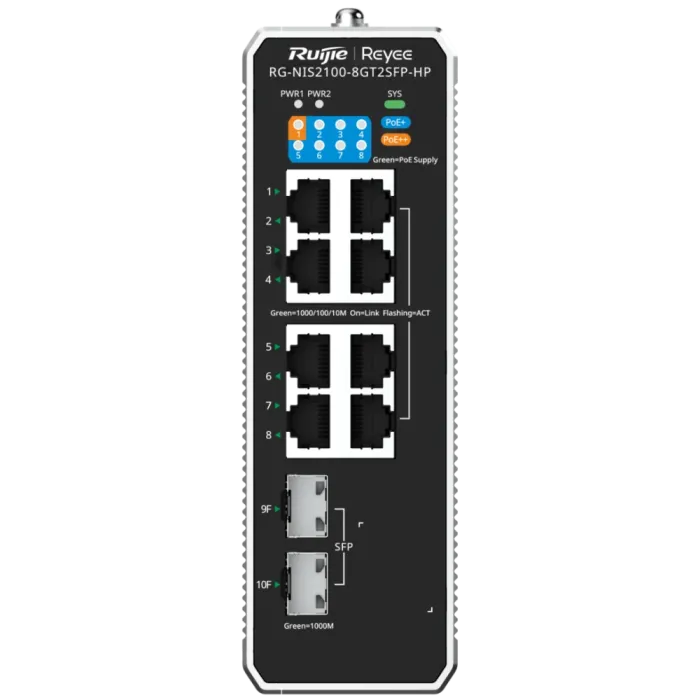 Комутатор 10 портів керований Ruijie Reyee RG-NIS2100-8GT2SFP-HP PoE++