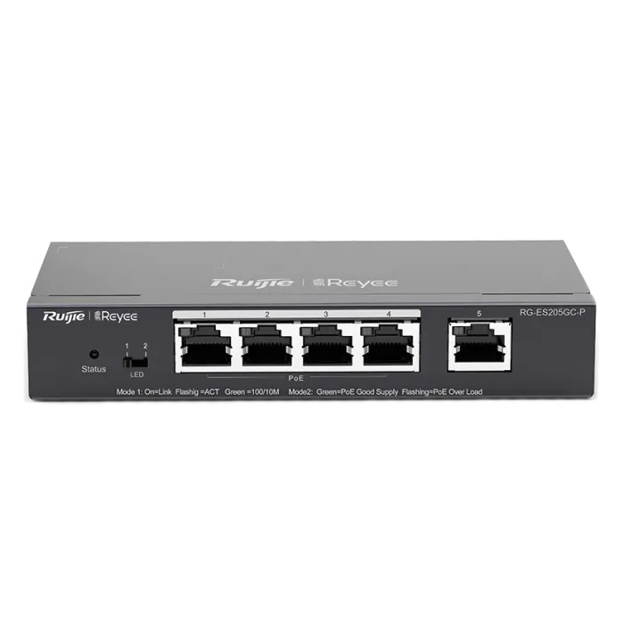 5-портовий гігабітний інтелектуальний POE комутатор Ruijie RG-ES205GC-P