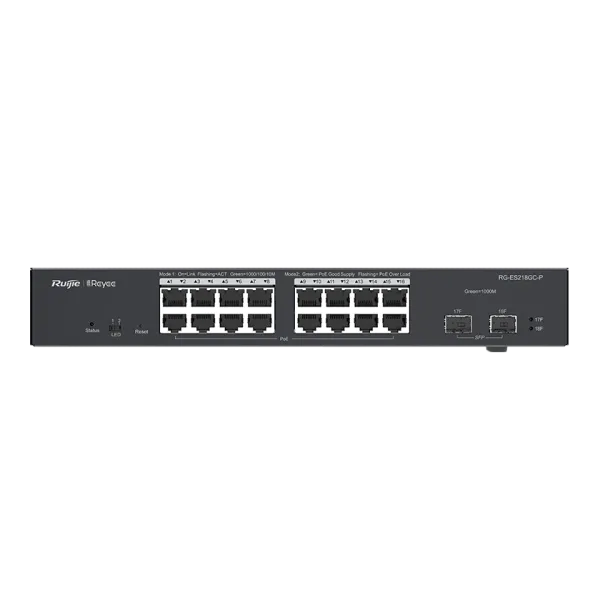 18-портовий гігабітний інтелектуальний POE комутатор Ruijie RG-ES218GC-P