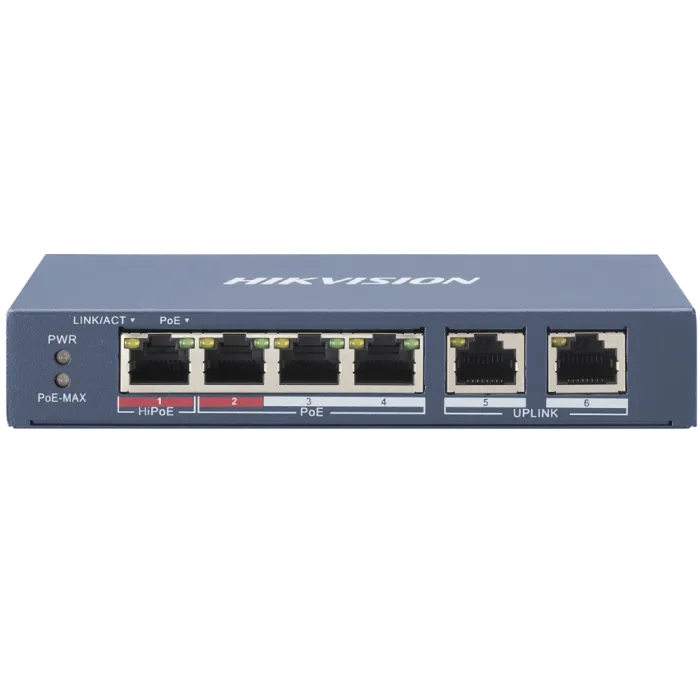 4-портовий некерований POE комутатор Hikvision DS-3E0106HP-E/M