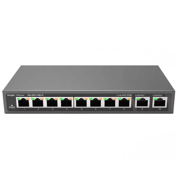 Комутатор 8 портів некерований Ruijie Reyee RG-ES110D-P PoE
