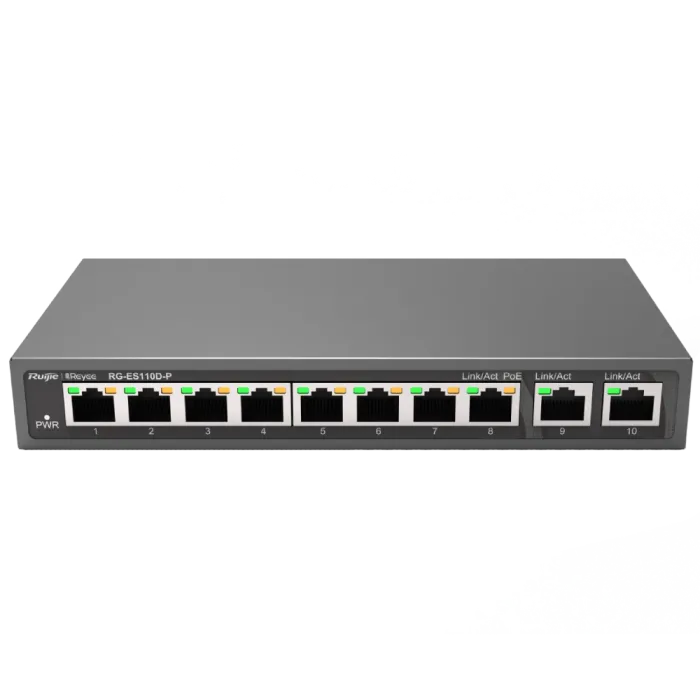 Комутатор 8 портів некерований Ruijie Reyee RG-ES110D-P PoE