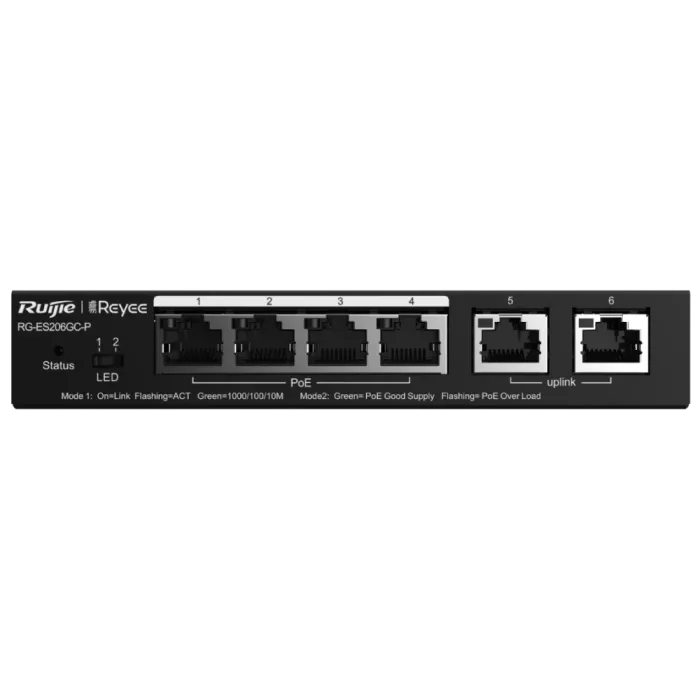 Комутатор 4 порти керований Ruijie Reyee RG-ES206GC-P PoE