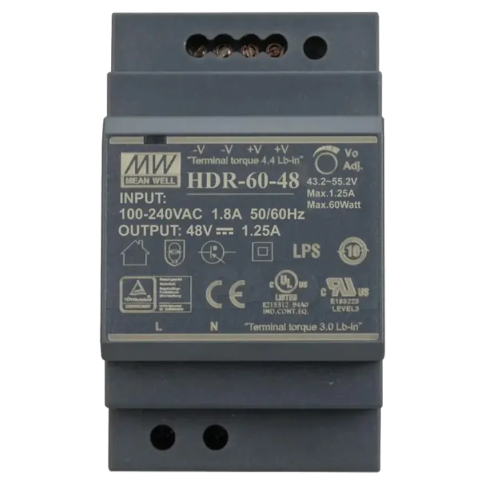 Блок живлення Mean Well HDR-60-48 48B 1.25А для монтажа на DIN рейку