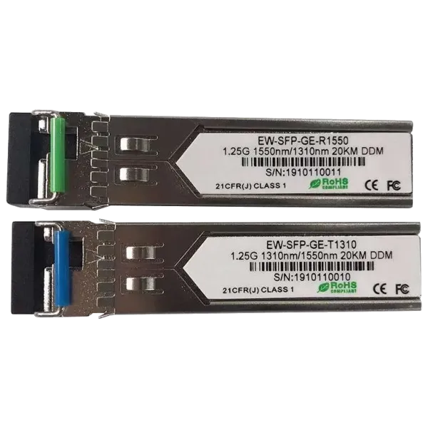 Модуль SFP (комплект 2шт) Ewind EW-SFP-GE-T1310 / EW-SFP-GE-R1550 1.25G, Single-mode single Fiber, 20km, LC connector, Tx1310/Rx1550nm : 1310nm is transmitter，1550nm is receiver