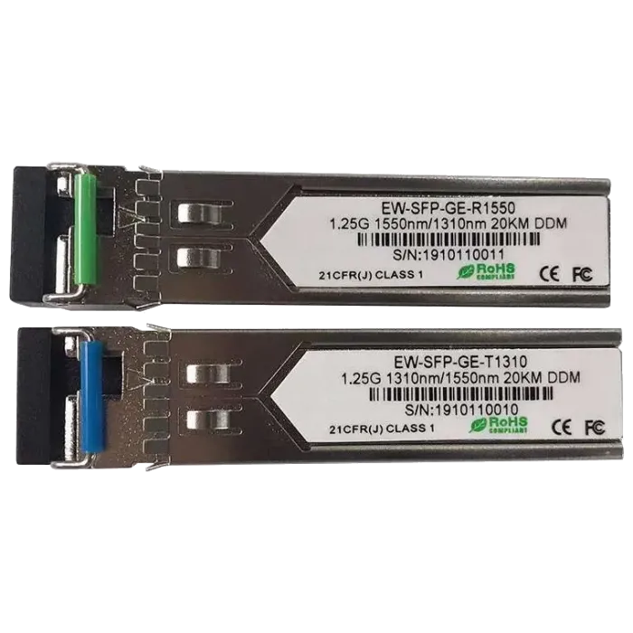 Модуль SFP (комплект 2шт) Ewind EW-SFP-GE-T1310 / EW-SFP-GE-R1550 1.25G, Single-mode single Fiber, 20km, LC connector, Tx1310/Rx1550nm : 1310nm is transmitter，1550nm is receiver