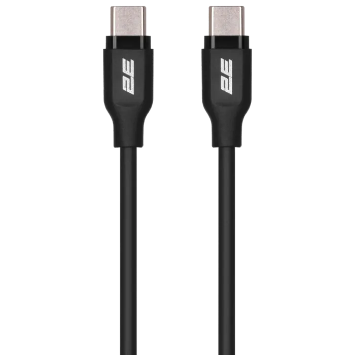 Кабель заряджання/синхронізації 1м 60Вт чорний 2E Type-C Glow USB-C > USB-C