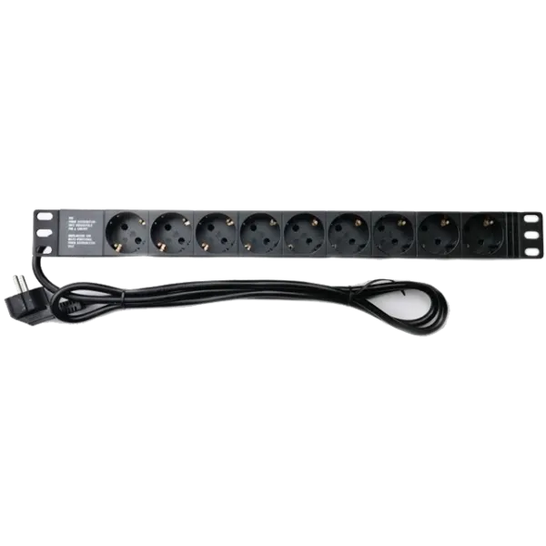 Подовжувач на 9 розеток без вимикача 220В 1U 19" EServer