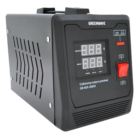 Стабілізатор напруги релейний 1xShuko, DC140-260V, AC220±8%, BOX Green Wave Mauser 2000VA (1400Вт)