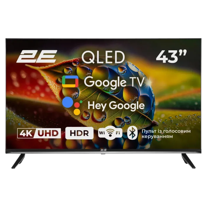 Телевізор 2E 43A77Q 43” дюйма 3840x2160 QLED Google TV