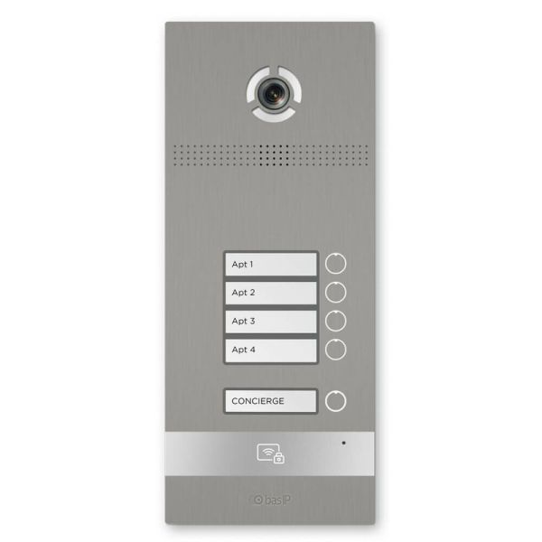 IP панель виклику на 4 абоненти Bas-IP BI-04 silver з розпізнаванням облич і зчитувачем UKEY для IP-домофонів