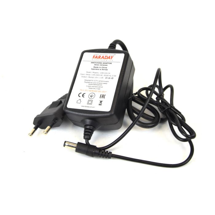 Блок живлення Faraday Electronics 12W/12V/1A (Довжина мережевого кабелю: 0.5 м, Довжина вихідного кабелю: 0.7 м)