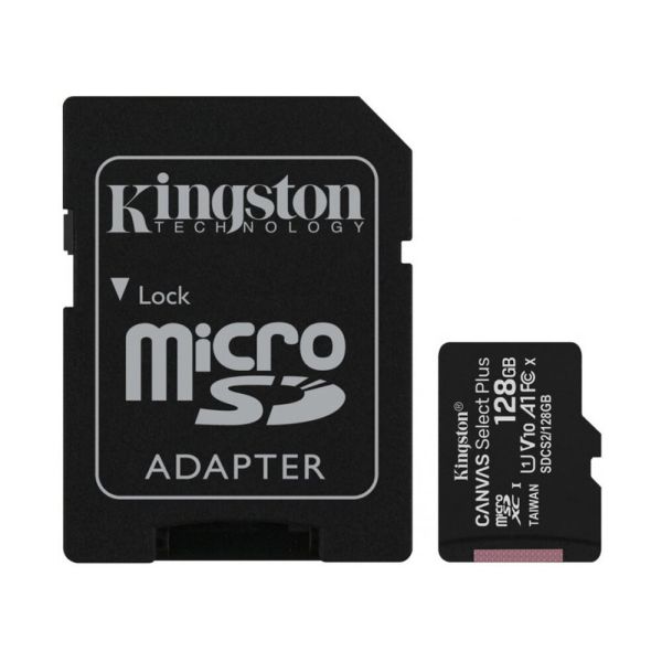 Карта пам’яті microSDXC Kingston 128GB Canvas Select Plus Class 10 UHS-I + SD-адаптер (SDCS2/128GB)