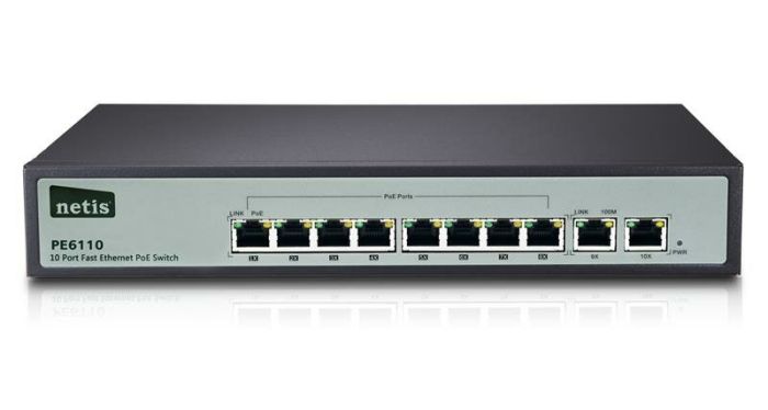 PoE-комутатор NETIS PE6110 10PORT, 8PORT 10/100M POE