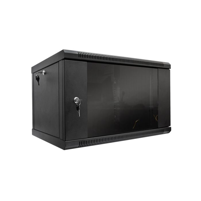 Шафа серверна SteelNet 9U 600 x 450 для мережевого обладнання (скло, чорний)