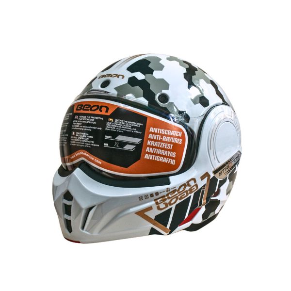 Мотошолом модуляр Beon B-707 213 SHINY WHITE (глянець білий), розмір XL