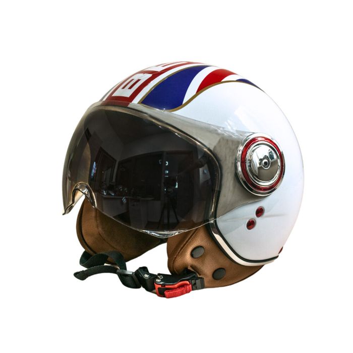 Мотошолом відкритий Beon B-110B FLAG SHINY WHITE/RED/BLUE (глянець білий/червоний/синій), розмір XL