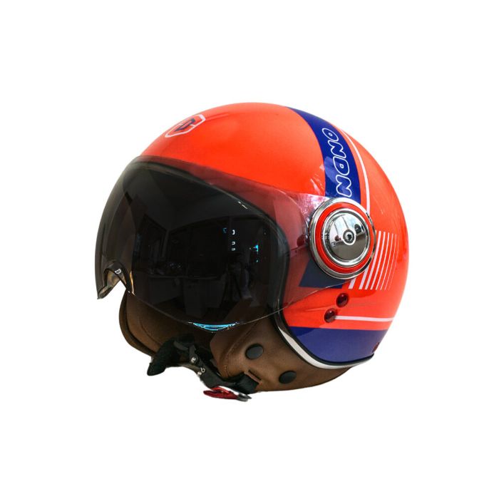 Мотошолом відкритий Beon B-110B CIRCLE SHINY ORANGE/WHITE/BLUE (глянець помаранчевий/білий/синій), розмір L
