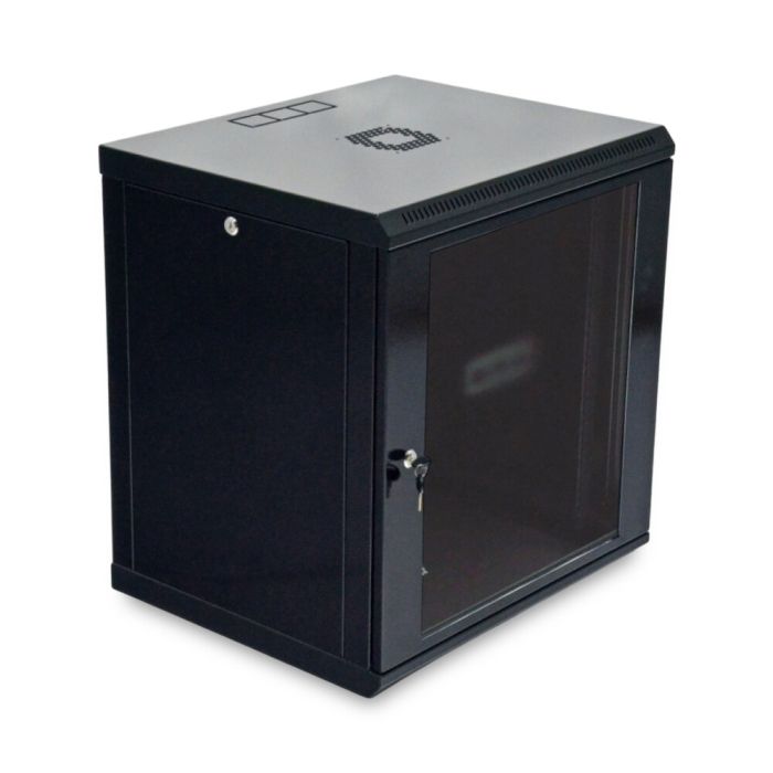 Шафа серверна SteelNet 12U 600 x 450 для мережевого обладнання (скло, чорний)