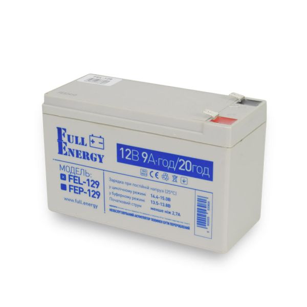 Акумулятор гелевий 12В 9А·год для ДБЖ Full Energy FEL-129 (12V9Ah)