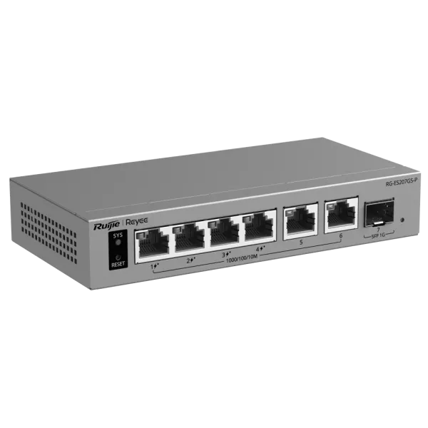 Комутатор 6 портів керований хмарно Ruijie RG-ES207GS-P PoE