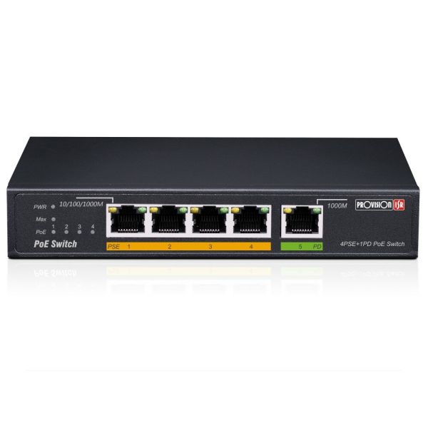 Некерований PoE-комутатор Provision-ISR PoES-0460G+1G(HPD) з 4 портами PoE