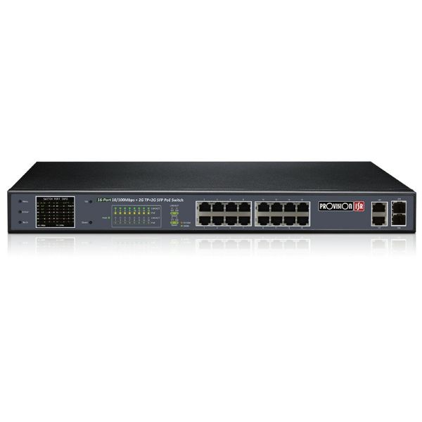 Некерований PoE-комутатор Provision-ISR PoES-16250CL+2G+2SFP з 16 портами PoE
