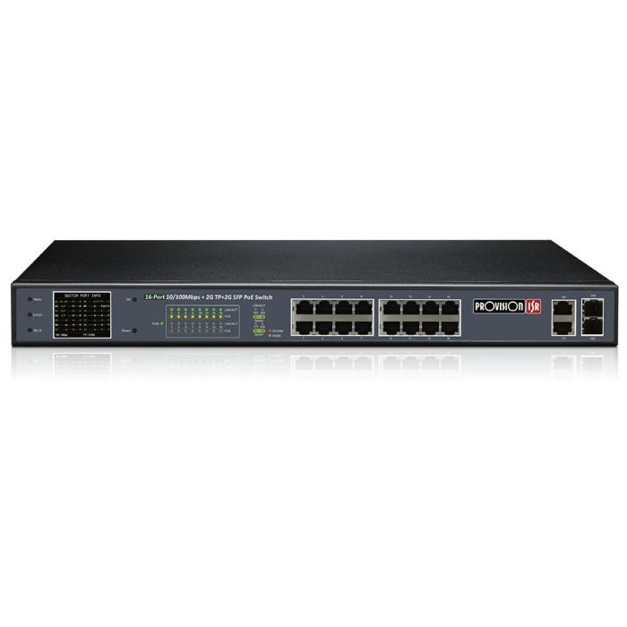 Некерований PoE-комутатор Provision-ISR PoES-16250CL+2G+2SFP з 16 портами PoE