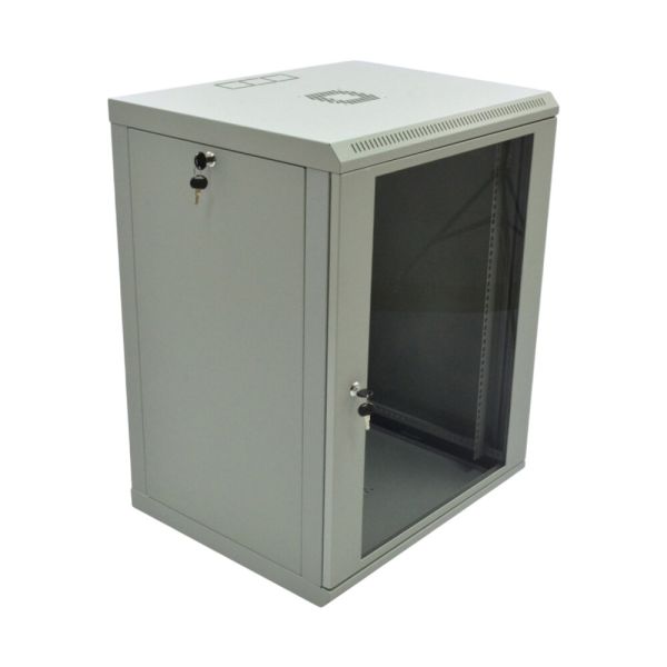 Шафа серверна SteelNet 18U 600 x 600 для мережевого обладнання (скло, сірий)