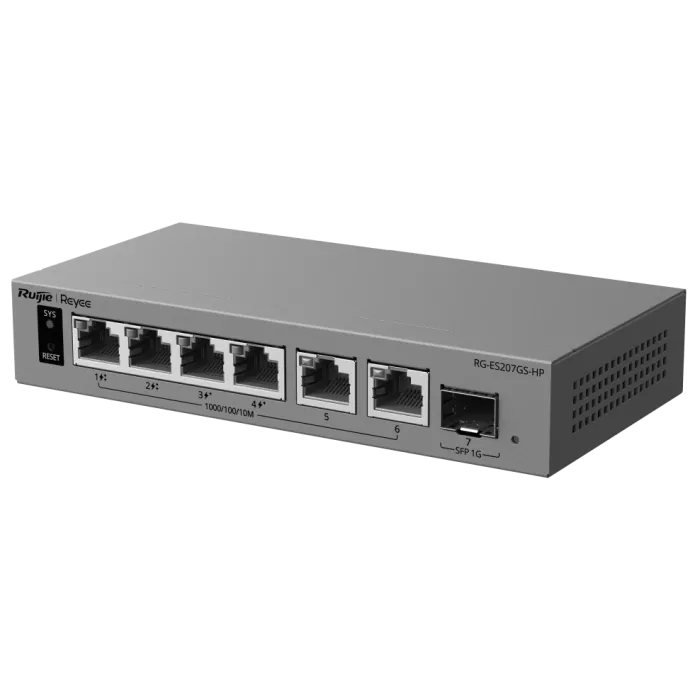 Комутатор 6 портів керований хмарно Ruijie RG-ES207GS-HP PoE