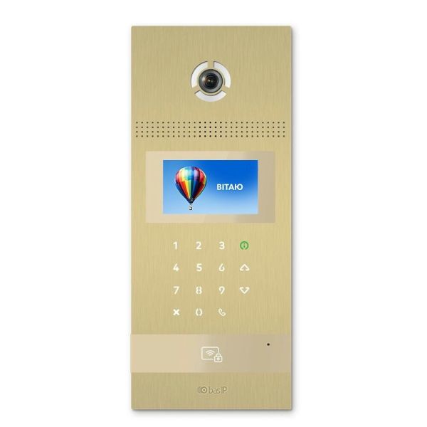 Багатоабонентська IP панель виклику Bas-IP AA-12FB gold з розпізнаванням облич і зчитувачем UKEY для IP-домофонів