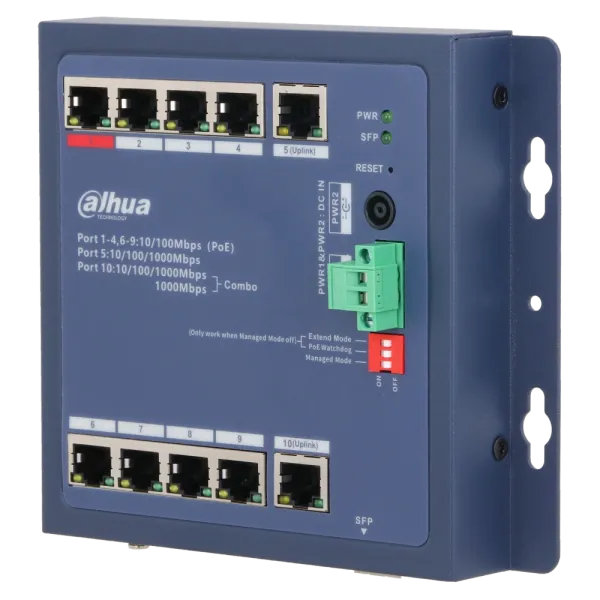 Комутатор 9 портів керований Dahua DH-CHS4110-8ET-90-F PoE