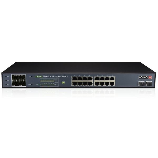 Некерований PoE-комутатор Provision-ISR PoES-16250GCL+2SFP з 16 портами PoE