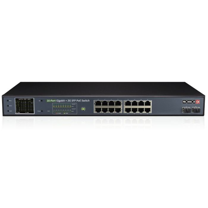 Некерований PoE-комутатор Provision-ISR PoES-16250GCL+2SFP з 16 портами PoE