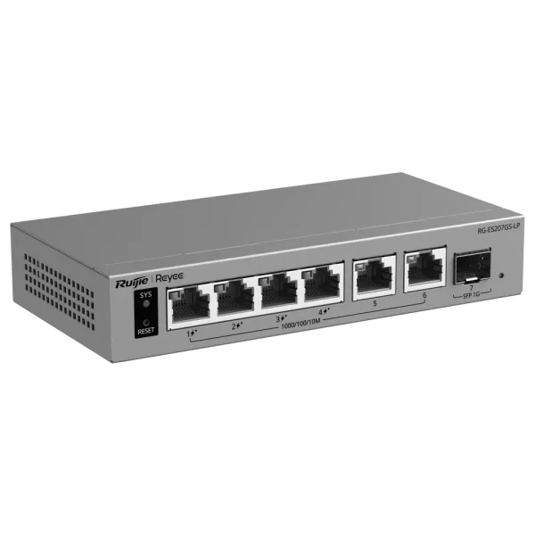 Комутатор 6 портів керований хмарно Ruijie RG-ES207GS-LP PoE