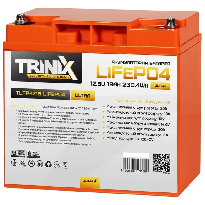 Літієва акумуляторна батарея TRINIX TLFP-1218 Ultra 18А•г 12В