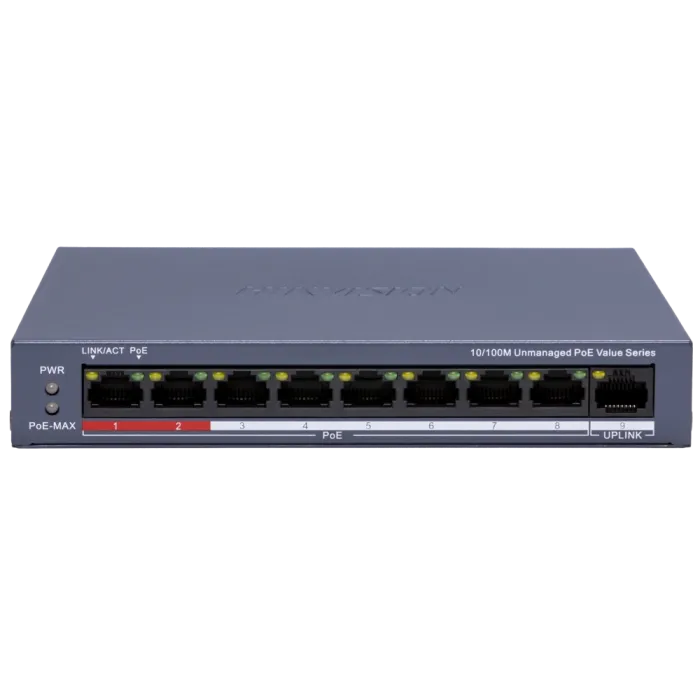 Комутатор 9 портів некерований Hikvision DS-3E0109P-E/M(C) POE
