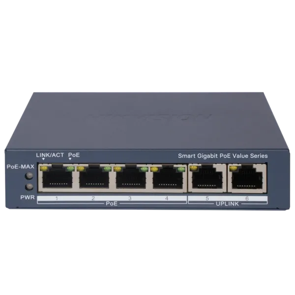 Комутатор 6 портів керований Hikvision DS-3E1506P-EI/MPoE