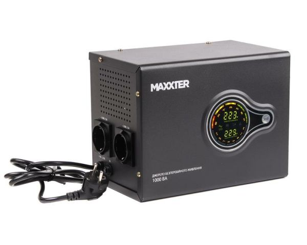 Джерело безперебійного живлення Maxxter MX-HI-PSW1000-01 1000ВА / 600Вт лінійно-інтерактивне з правильною синусоїдою