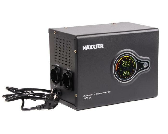 Джерело безперебійного живлення Maxxter MX-HI-PSW1000-01 1000ВА / 600Вт лінійно-інтерактивне з правильною синусоїдою