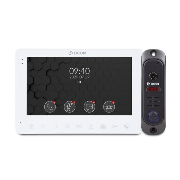 Комплект відеодомофона BCOM BD-780 White Kit: відеодомофон 7" і відеопанель