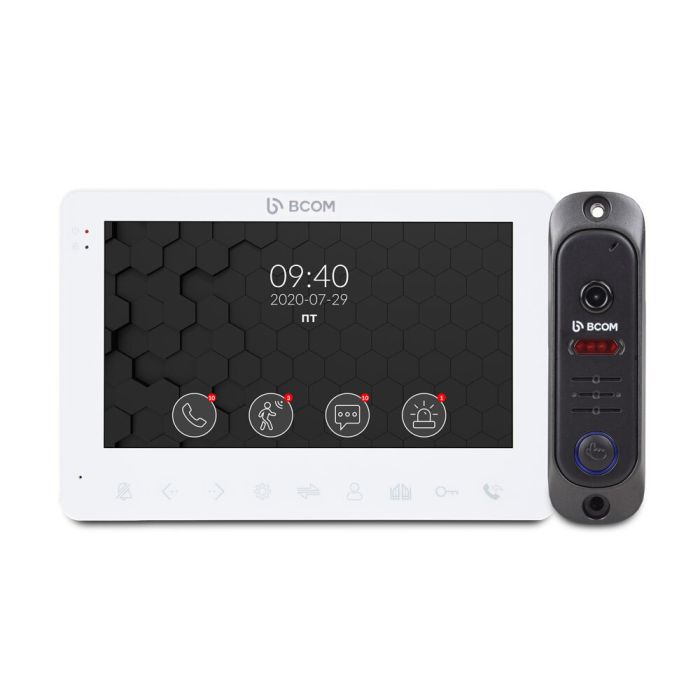 Комплект відеодомофона BCOM BD-780 White Kit: відеодомофон 7" і відеопанель