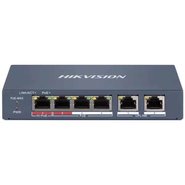 Комутатор 6 портів керований Hikvision DS-3E1106HP-EI